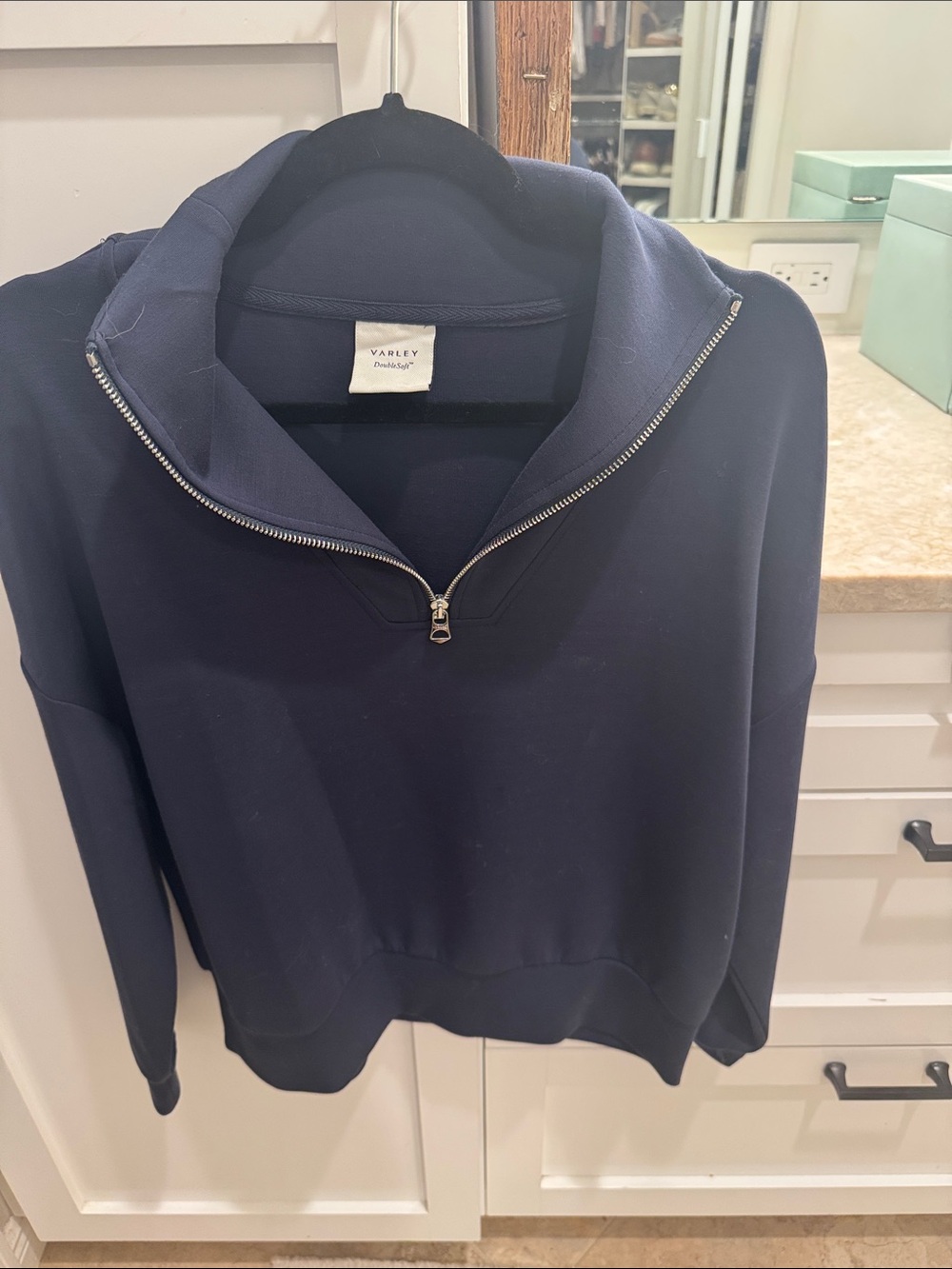 Varley Navy Half-Zip Turtleneck Sweatshirt